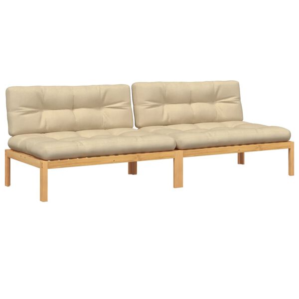 vidaXL Garten-Mittelsofas aus Paletten 2 Stk. mit Kissen Akazienholz