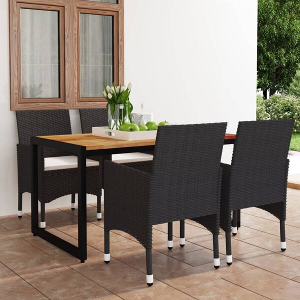 vidaXL 5-tlg. Garten-Essgruppe Schwarz