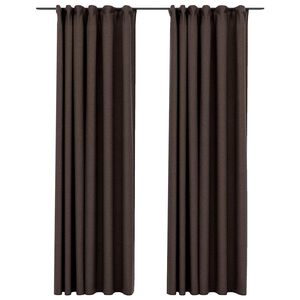 vidaXL Verdunkelungsvorh&auml;nge Haken Leinenoptik 2 Stk. Taupe 140x225 cm