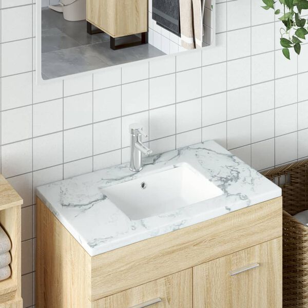vidaXL Waschbecken Wei&szlig; 50x40,5x18,5 cm Rechteckig Keramik