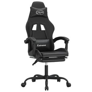 vidaXL Gaming-Stuhl mit Fu&szlig;st&uuml;tze Drehbar Schwarz Kunstleder