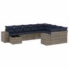 vidaXL 10-teiliges Gartensofa-Set mit Kissen, grau, Polyrattan