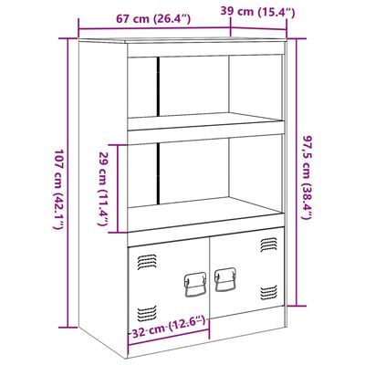 vidaXL Sideboard Rosa 67x39x107 cm Stahl