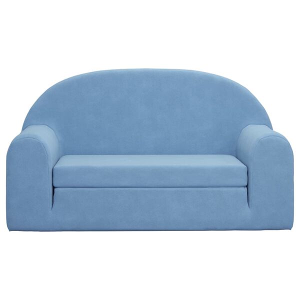 vidaXL 2-Sitzer Kindersofa mit Schlaffunktion Blau Weicher Pl&uuml;sch