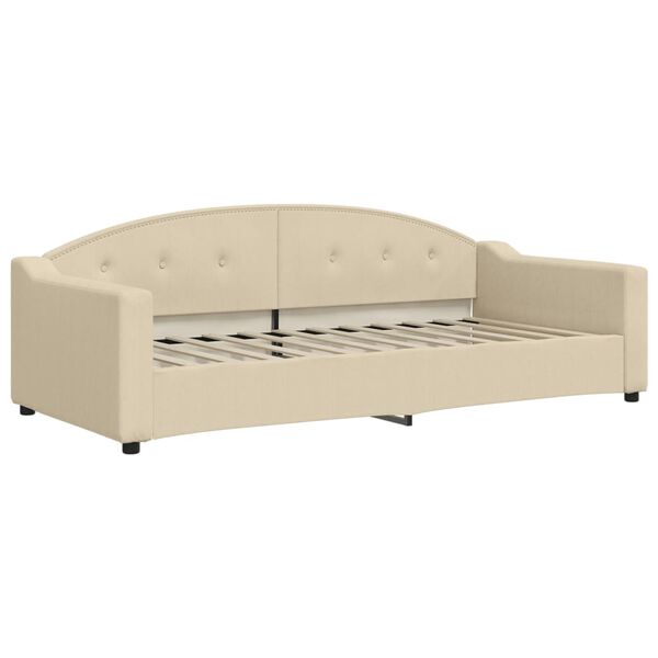vidaXL Tagesbett Ausziehbar mit Schubladen Creme 90x200 cm Stoff
