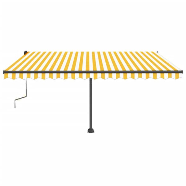 vidaXL Standmarkise Manuell Einziehbar 450x350 cm Gelb/Wei&szlig;