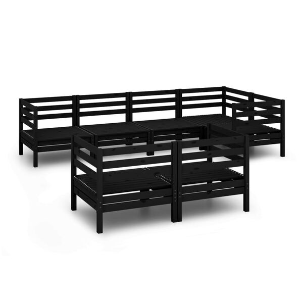 vidaXL 7-tlg. Garten-Lounge-Set Massivholz Kiefer Schwarz