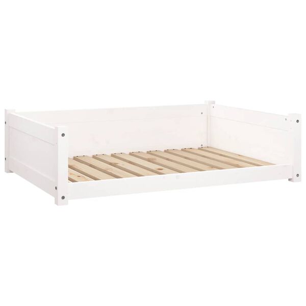 vidaXL Hundebett Wei&szlig; 95,5x65,5x28 cm Massivholz Kiefer