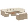 vidaXL 13-tlg. Garten-Sofagarnitur mit Kissen Beige Poly Rattan