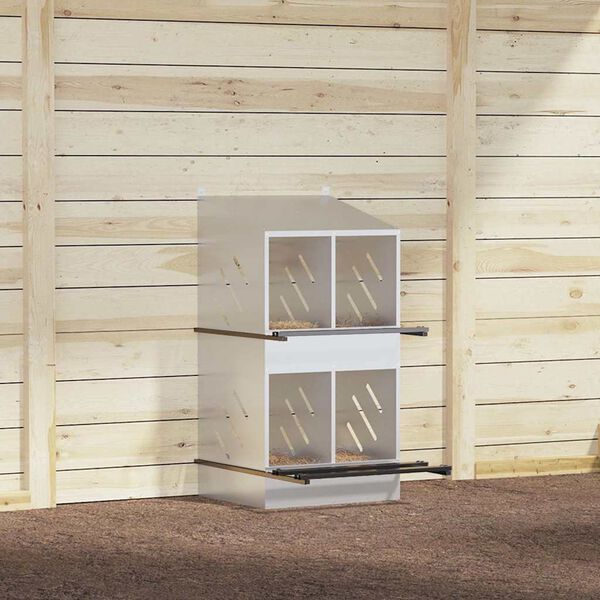 vidaXL H&uuml;hner-Nistkasten mit 4 F&auml;chern Verzinktes Silber Metall