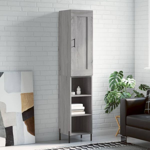 vidaXL Highboard Grau Sonoma 34,5x34x180 cm Holzwerkstoff