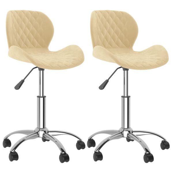 vidaXL Esszimmerst&uuml;hle 2 Stk. Drehbar Creme Samt