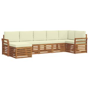 vidaXL Ecksofa Set mit Kissen 7 pcs Natur und Creme Massivholz Akazie