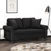 vidaXL 2-Sitzer-Sofa mit Kissen Schwarz 120 cm Samt