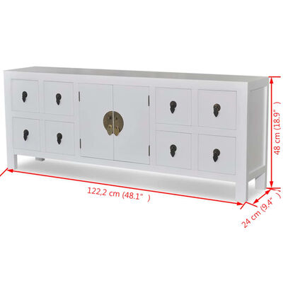 vidaXL Holz-Sideboard Asiatisches Design 8 Schubladen 2 Türen