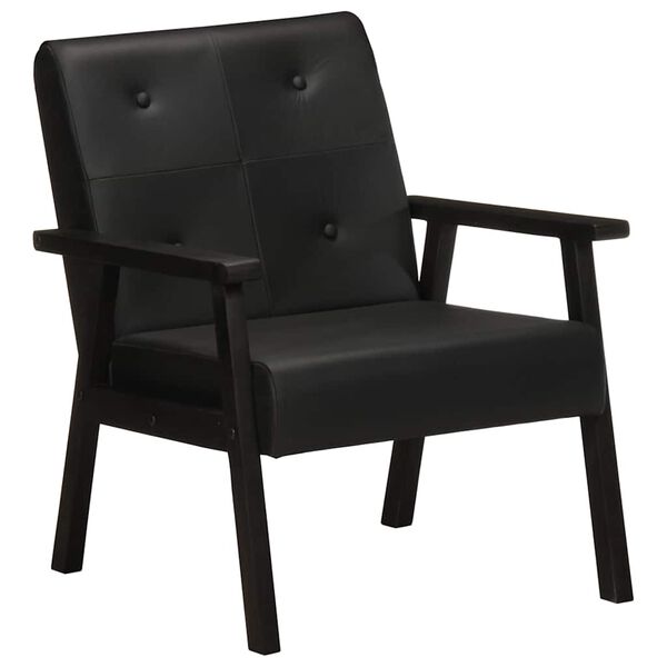 vidaXL Sessel Schwarz Echtleder