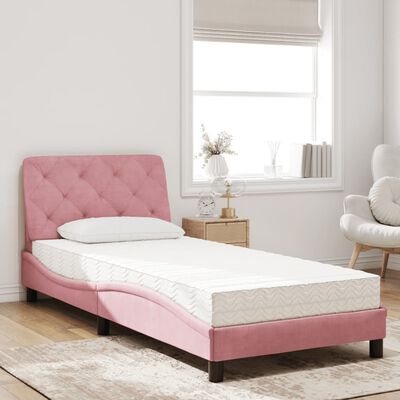 vidaXL Bett mit Matratze Rosa 80x200 cm Samt