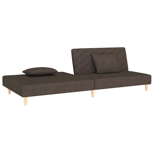 vidaXL Schlafsofa 2-Sitzer mit 2 Kissen Braun Stoff