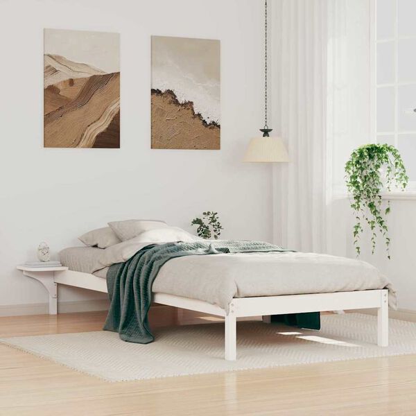 vidaXL Bettgestell mit Nachttischen Wei&szlig; 90 x 220 cm