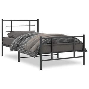 vidaXL Bettgestell mit Kopf- und Fu&szlig;teil Metall Schwarz 100x200 cm
