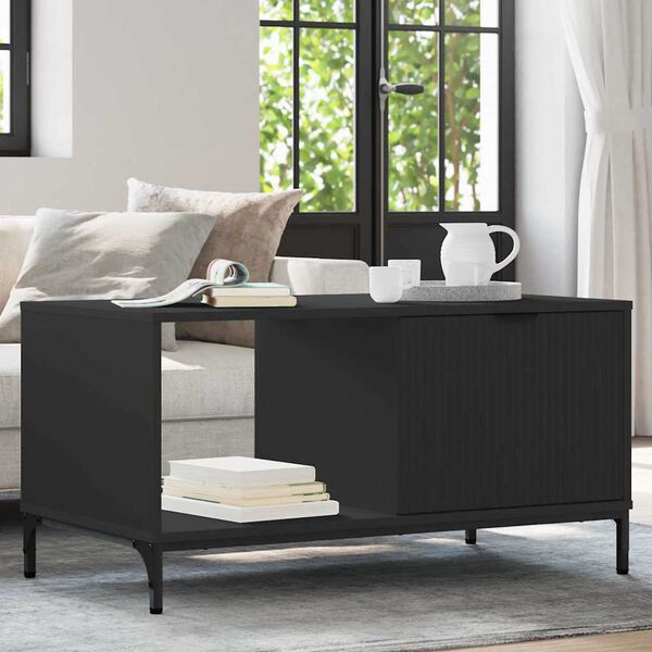 vidaXL Couchtisch Schwarz Eichen-Optik 90 x 49 x 46 cm Holzwerkstoff