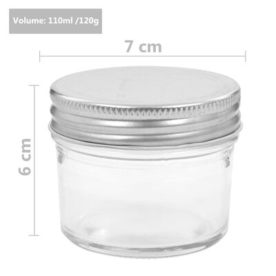 vidaXL Marmeladengläser mit Silbernen Deckeln 48 Stk. 110 ml