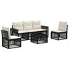 vidaXL Gartensofa-set 6 pcs Schwarz und Cremewei&szlig; Poly-Rattan