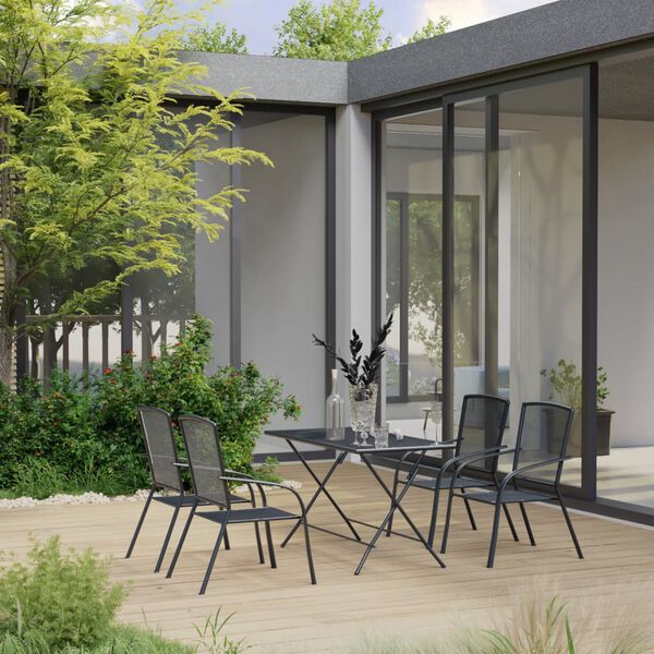 vidaXL 5-tlg. Garten-Essgruppe Stahl Anthrazit