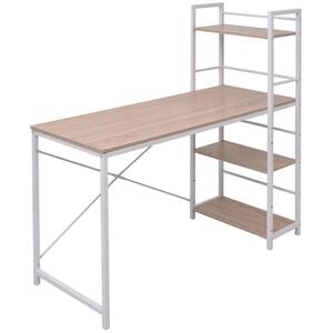 vidaXL Schreibtisch mit B&uuml;cherregal mit 4 B&ouml;den Eiche