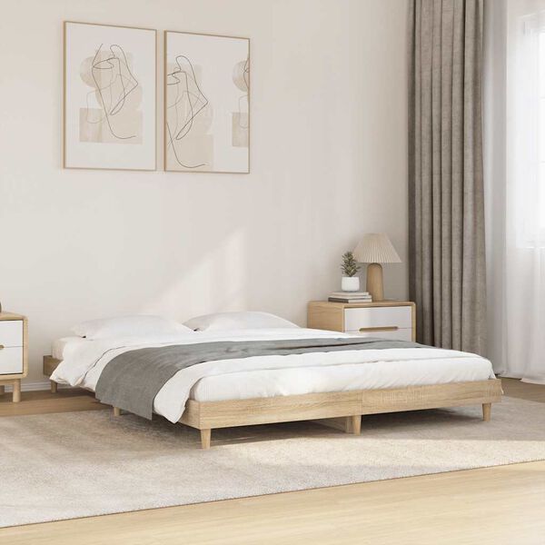 vidaXL Bettgestell ohne Matratze Sonoma-Eiche 140x200 cm Holzwerkstoff