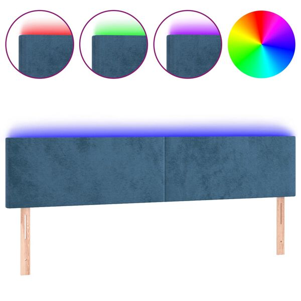 vidaXL LED Kopfteil Dunkelblau 200x5x78/88 cm Samt