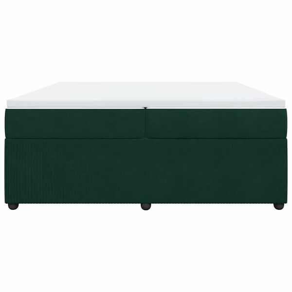 vidaXL Boxspringbett mit Matratze Dunkelgr&uuml;n 200x200 cm Samt