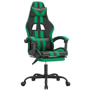 vidaXL Gaming-Stuhl mit Fu&szlig;st&uuml;tze Schwarz und Gr&uuml;n Kunstleder