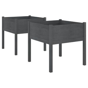 vidaXL Pflanzk&uuml;bel 2 Stk. Grau 70x70x70 cm Massivholz Kiefer