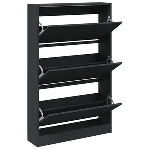 vidaXL Schuhschrank Schwarz 80x21x125,5 cm Holzwerkstoff