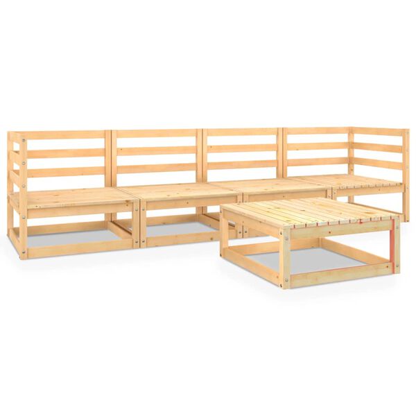 vidaXL 5-tlg. Garten-Lounge-Set Massivholz Kiefer
