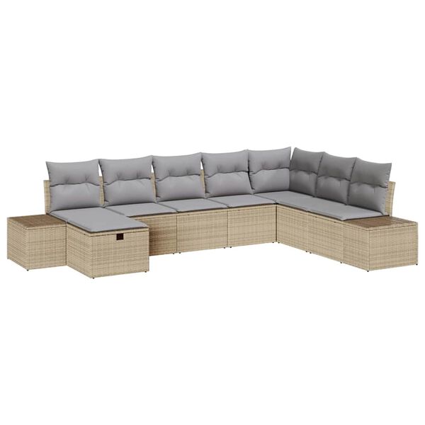vidaXL Garten-Sofa-Set 8 pcs Beige 55 x 62 x 69 cm Poly Rattan