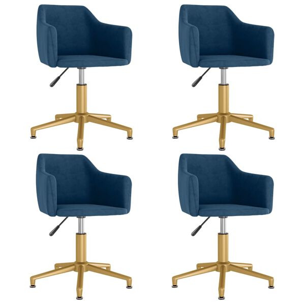vidaXL Esszimmerst&uuml;hle 4 Stk. Drehbar Blau Samt