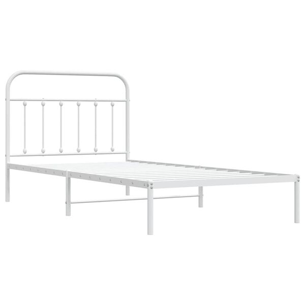 vidaXL Bettgestell mit Kopfteil Metall Wei&szlig; 107x203 cm