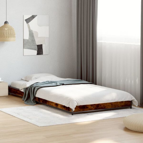 vidaXL Bettgestell R&auml;uchereiche 75x190 cm Holzwerkstoff und Metall