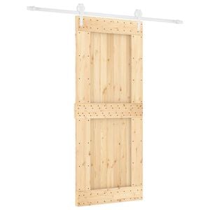 vidaXL Schiebet&uuml;r Nat&uuml;rlich und Wei&szlig; 85 x 210 cm Massivkiefer