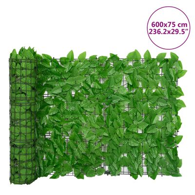 vidaXL Balkon-Sichtschutz mit Grünen Blättern 600x75 cm