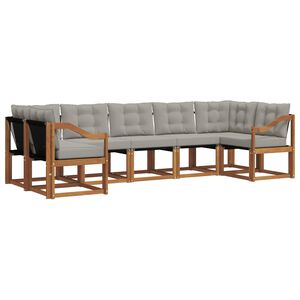 vidaXL Outdoor-Sofagarnitur mit Kissen 7 pcs Nat&uuml;rlich und Hellgrau