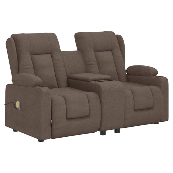 vidaXL 2-Sitzer Massagesessel mit Getr&auml;nkehalter Taupe Stoff