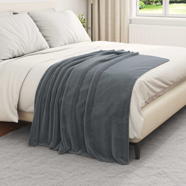 vidaXL &Uuml;berwurfdecke Dunkelgrau 130 x 150 cm Fleece