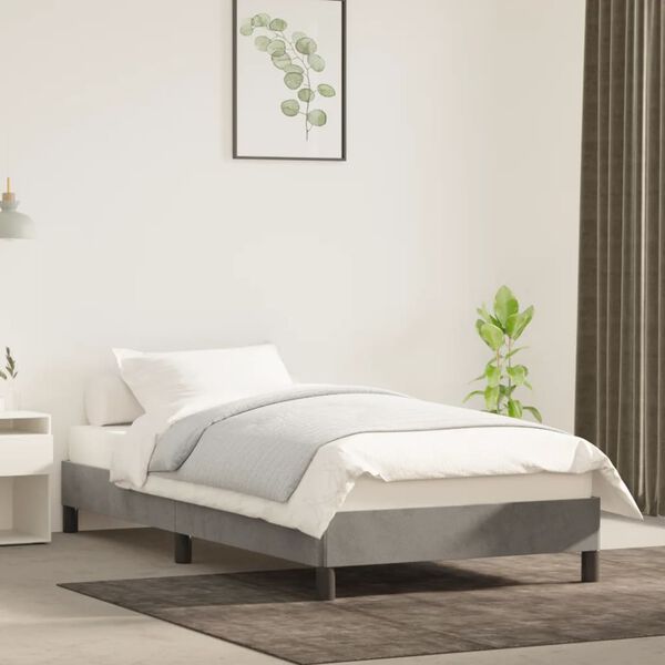 vidaXL Bettgestell ohne Matratze Hellgrau 100x200 cm Samt