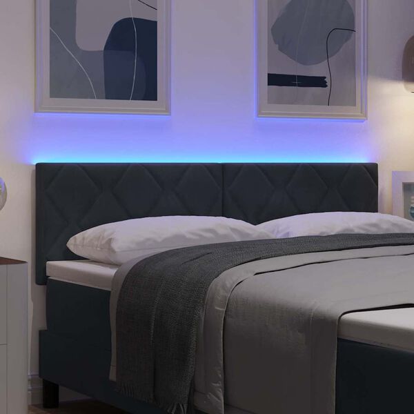 vidaXL LED Kopfteil Dunkelgrau 144 cm Kunstleder