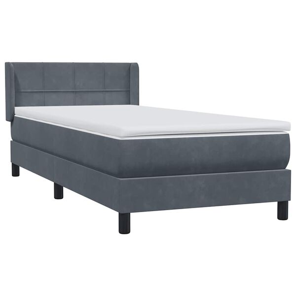 vidaXL Boxspringbett mit Matratze Dunkelgrau 100x220 cm Samt