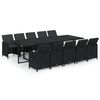 vidaXL 11-tlg. Garten-Essgruppe mit Kissen Poly Rattan Schwarz