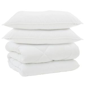 vidaXL Winterbettdecke mit Kissen 3 pcs Wei&szlig; Mikrofaser